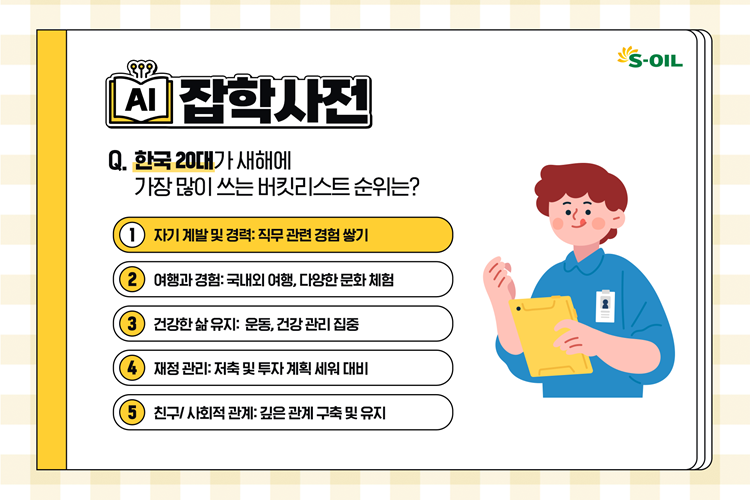 중요한 건 꺾이지 않는 마음! 챗GPT로 알아보는 새해 버킷리스트 T0P 5! - S-OIL 공식 블로그 : S-OIL STORY